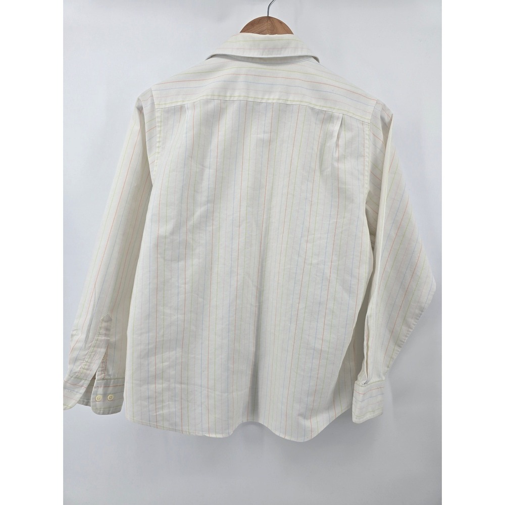 Eddie Bauer Button Front Shirt Womens 10 White Multicolor Stripe Vintage Cotton - Picture 4 of 4
